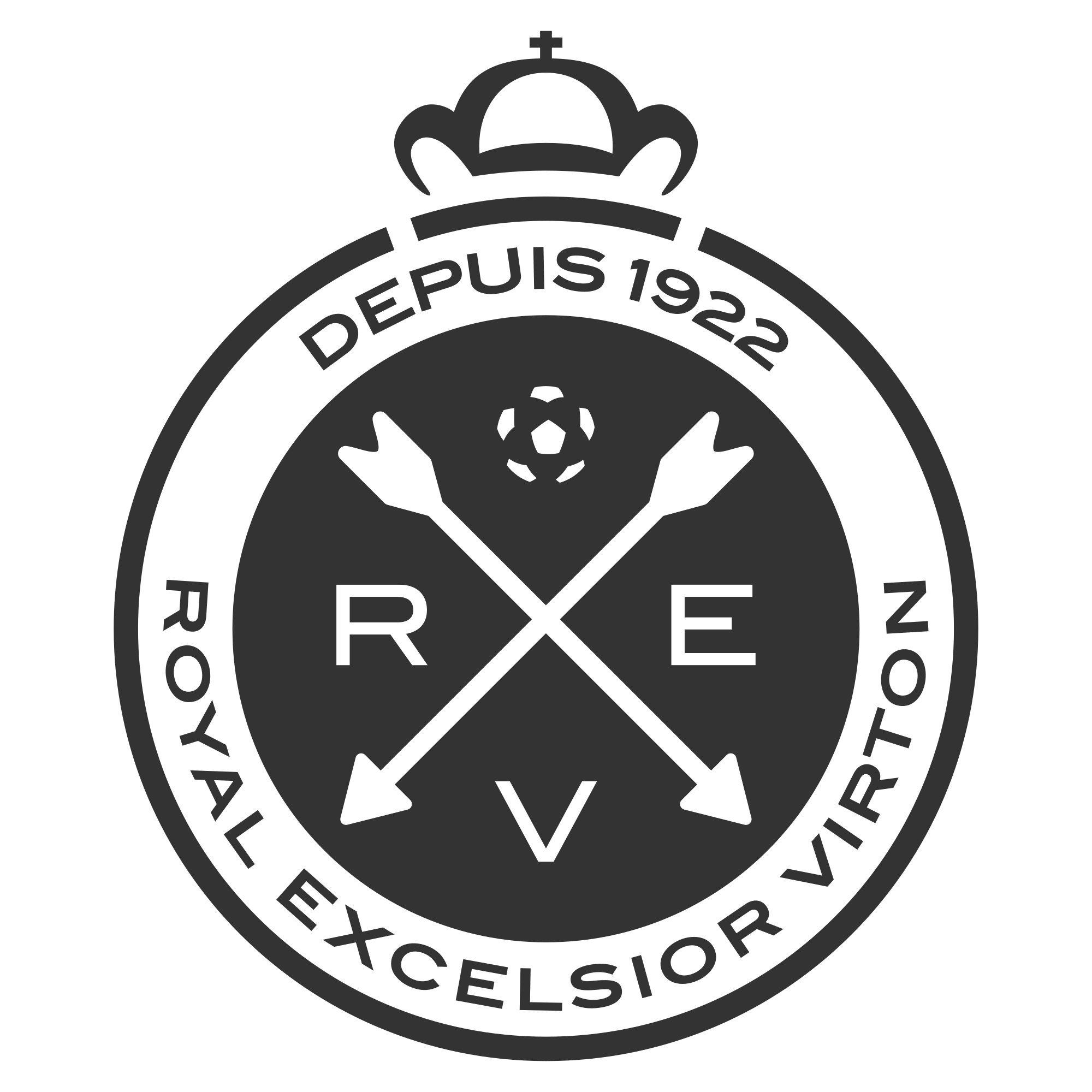 Blason monochrome foncé de RE Virton sur fond gris très clair