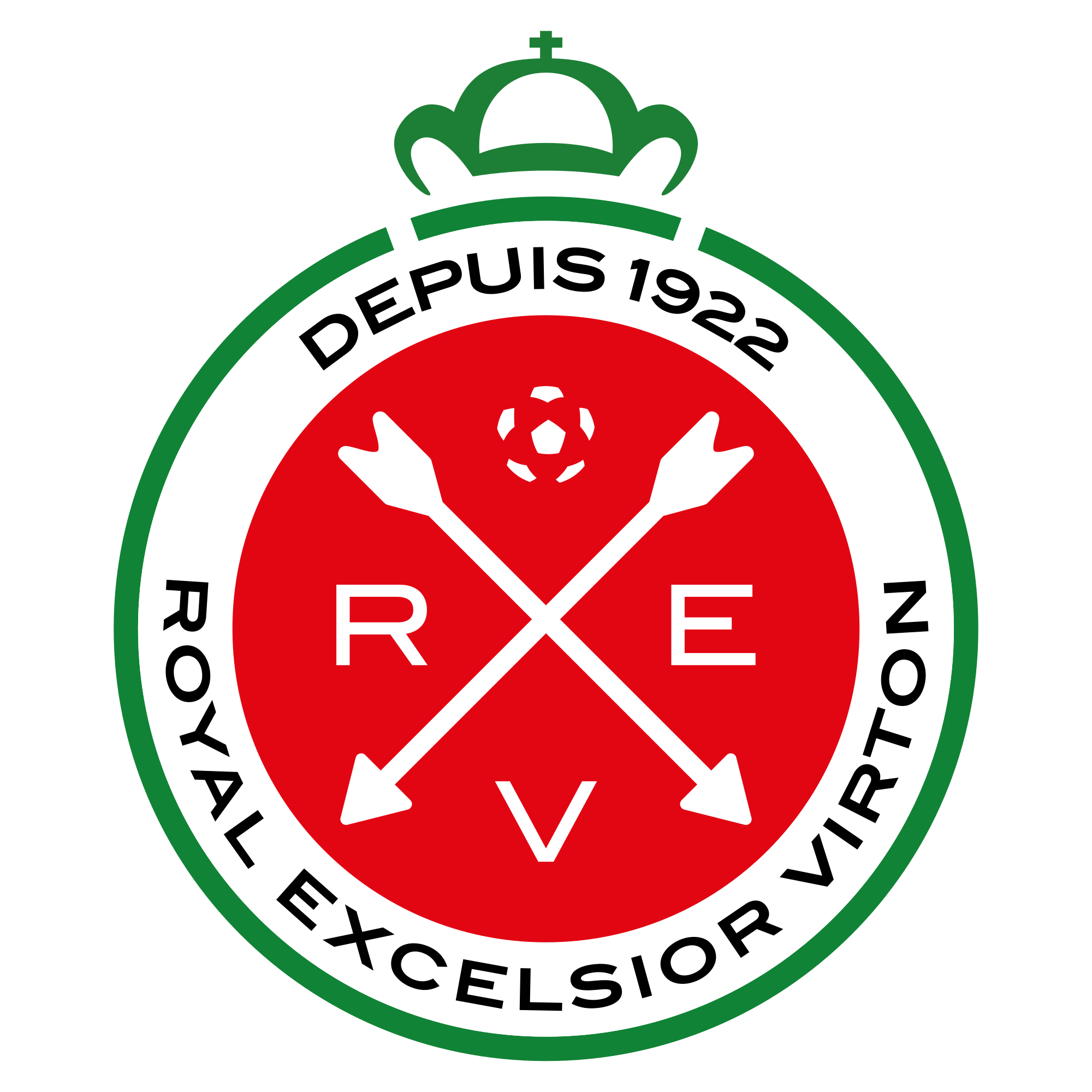 Blason historique de RE Virton en vert, rouge, blanc et noir